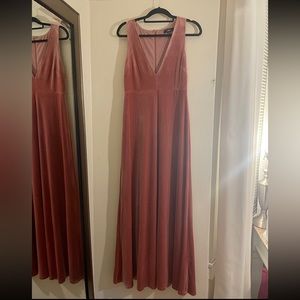 Lulus stunning luxury dusty rose velvet dress size L